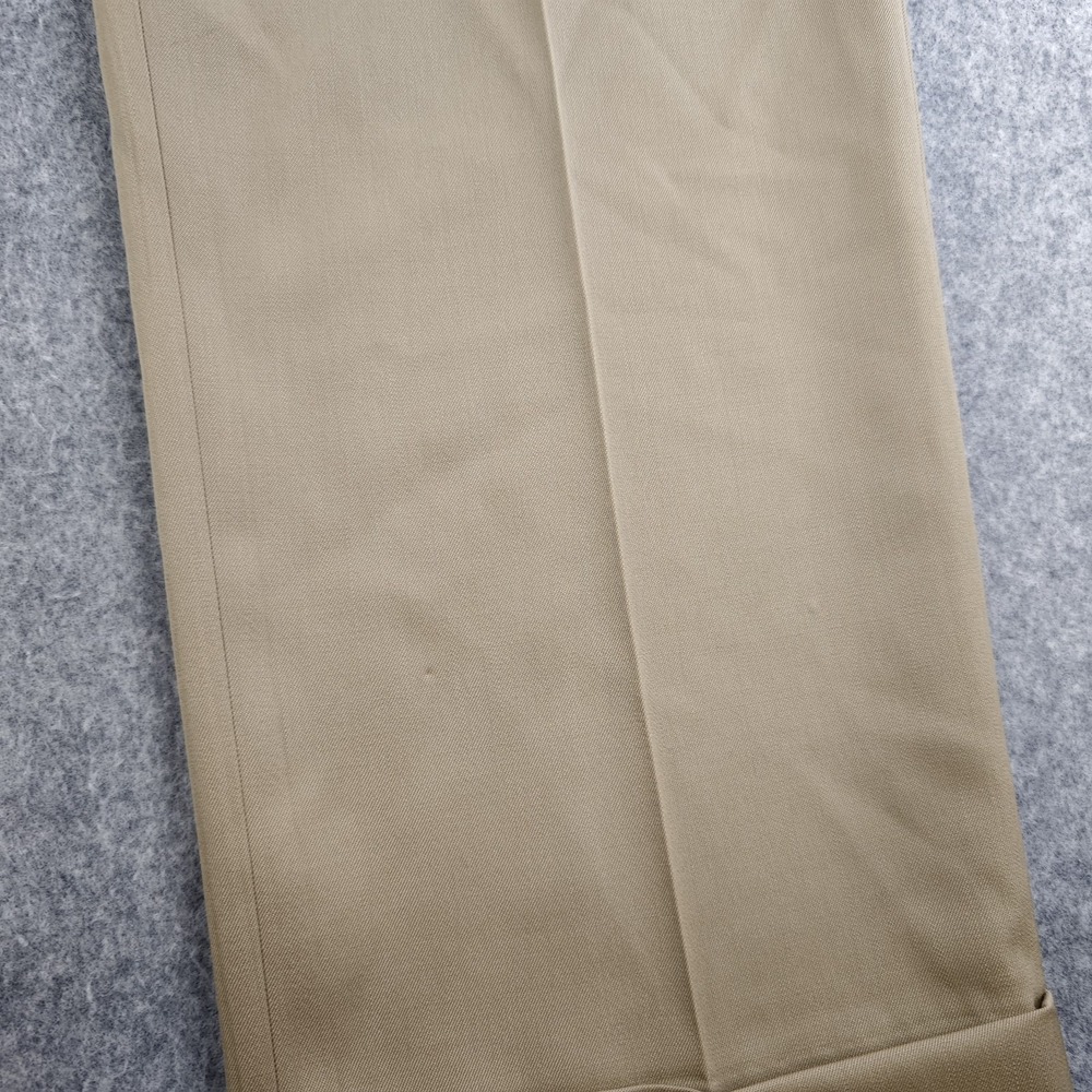 Brooks Brothers Madison Dress Pants Mens 35x32 Tan Pleated Cuffed 100% Wool - Picture 2 of 12